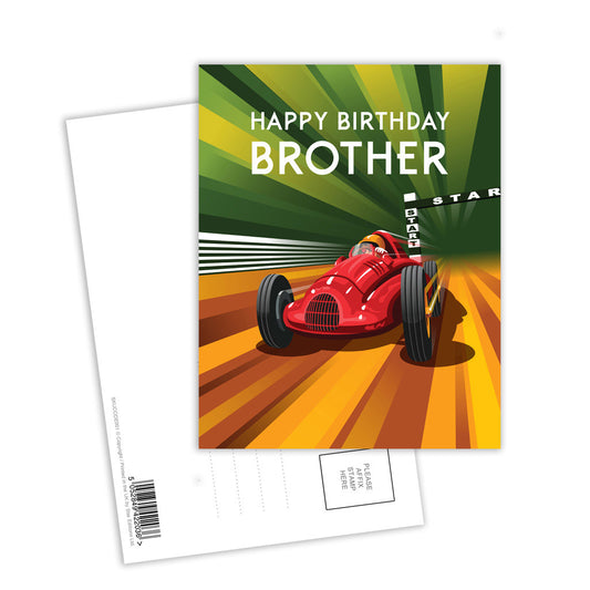 Happy Birthday Brother Postcard Pack of 8