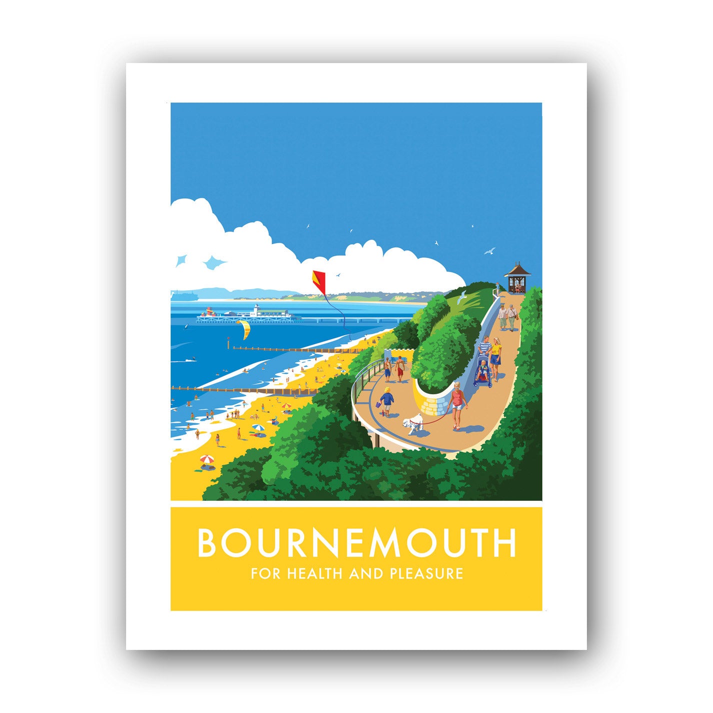 Bournemouth, For Health and Pleasure Art Print