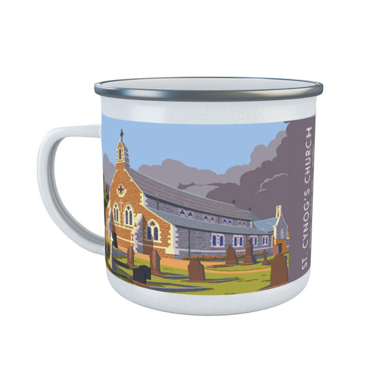 St Cynogs Church, Wales Enamel Mug