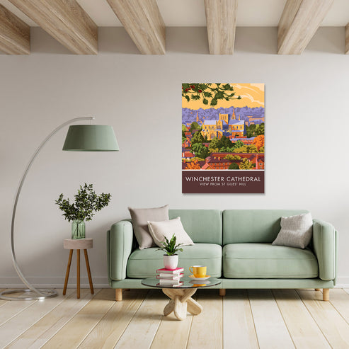 Winchester Cathedral from St Giles' Hill Art Print