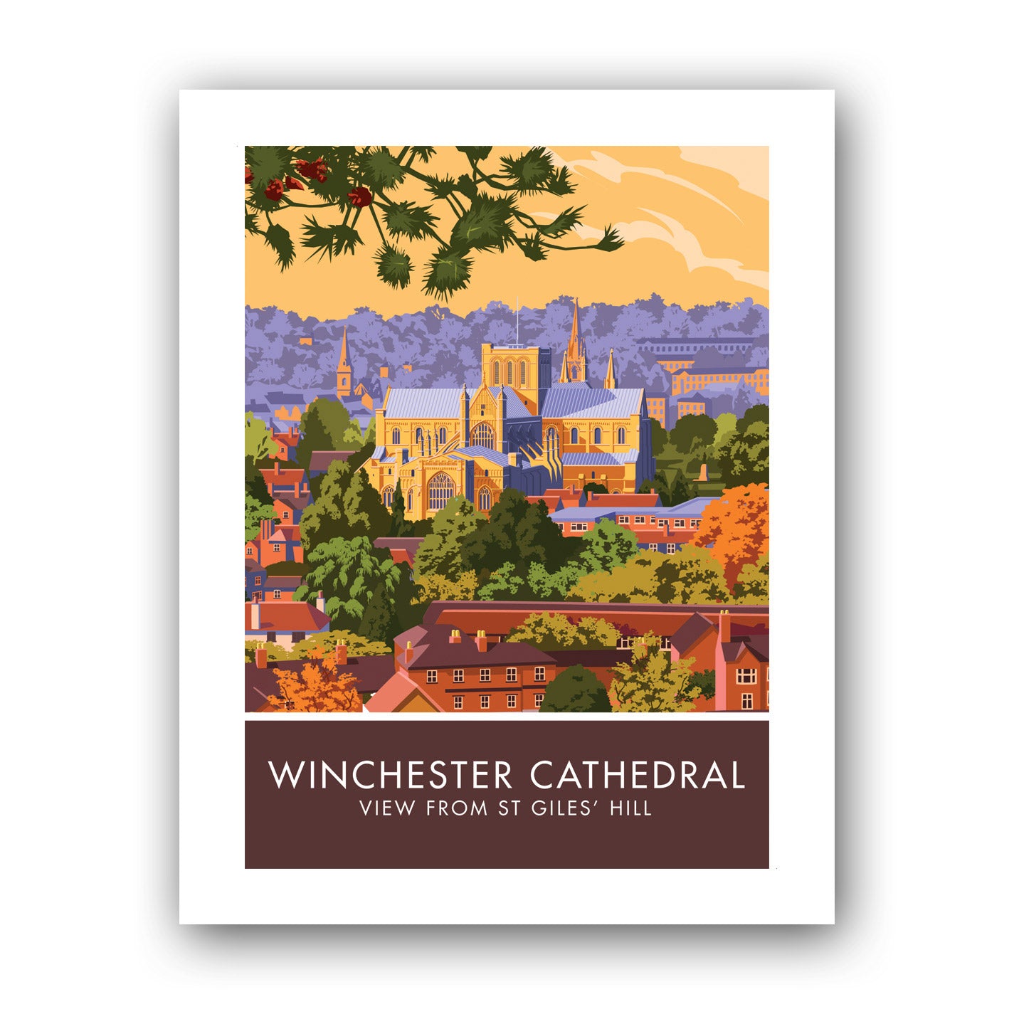 Winchester Cathedral from St Giles' Hill Art Print