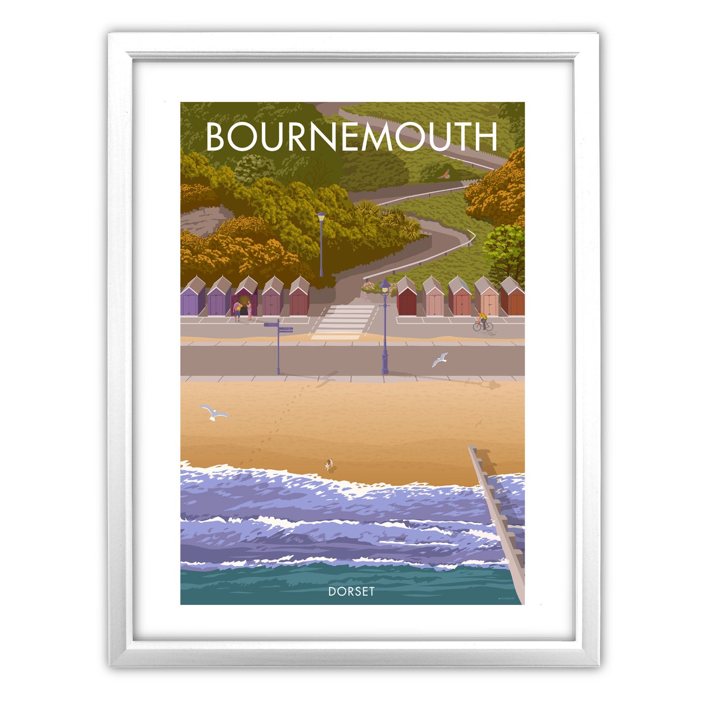 Bournemouth Huts Art Print