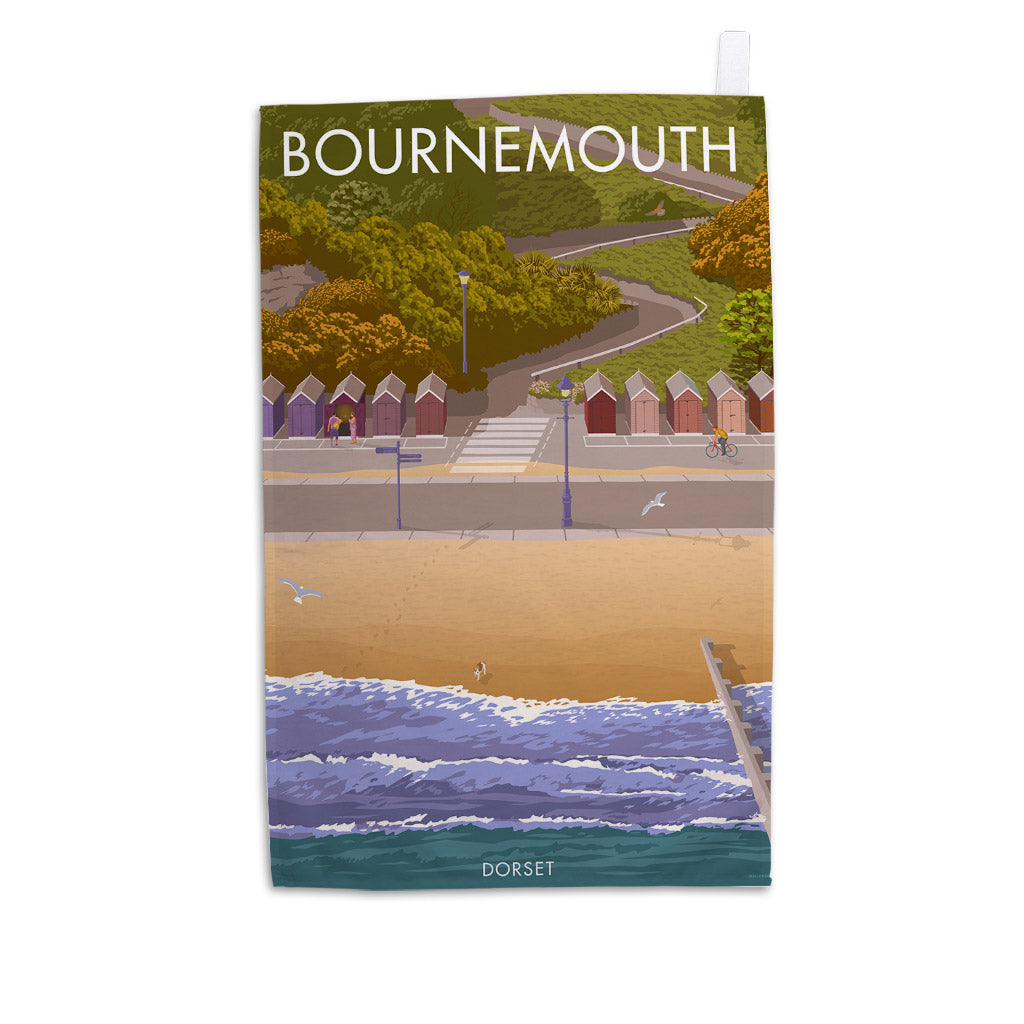 Bournemouth Huts Tea Towel