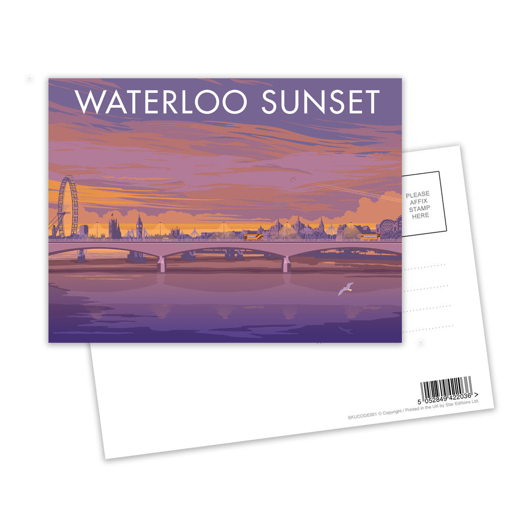 London, Waterloo Sunset Postcard Pack of 8