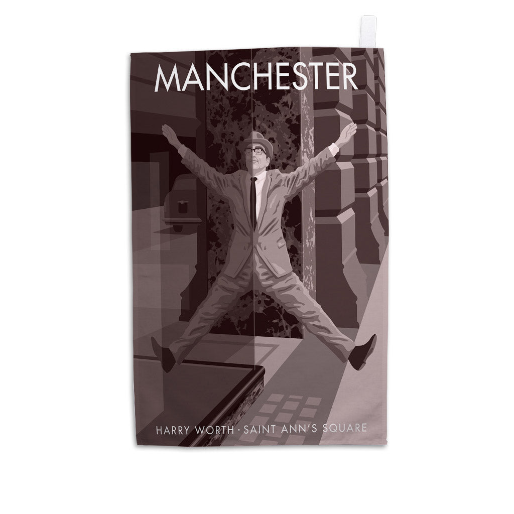 Harry Worth, Saint Ann's Square, Manchester Tea Towel