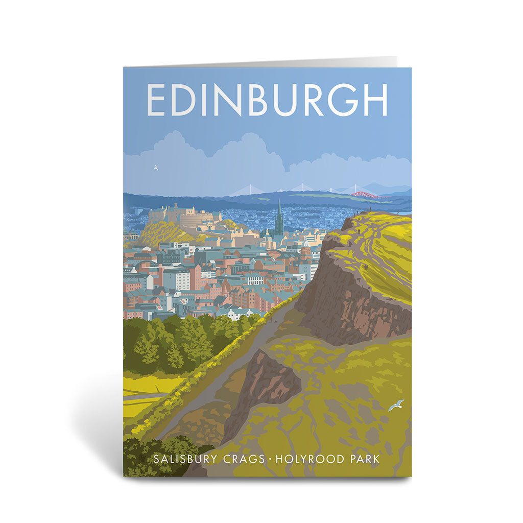 Salisbury Crags Edinburgh Greeting Card 7x5 Stephen Millership The Art Of Travel 1371