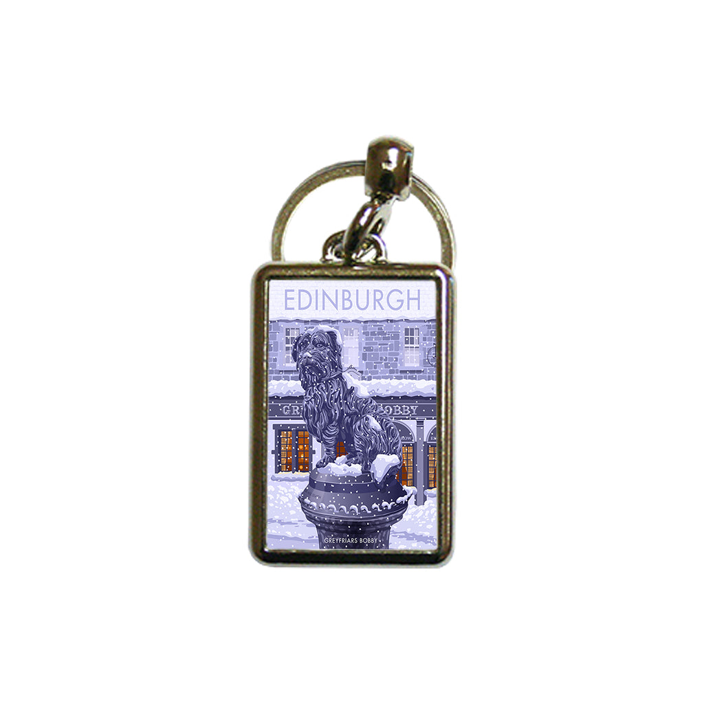 Greyfriars Bobby in Winter Metal Keyring