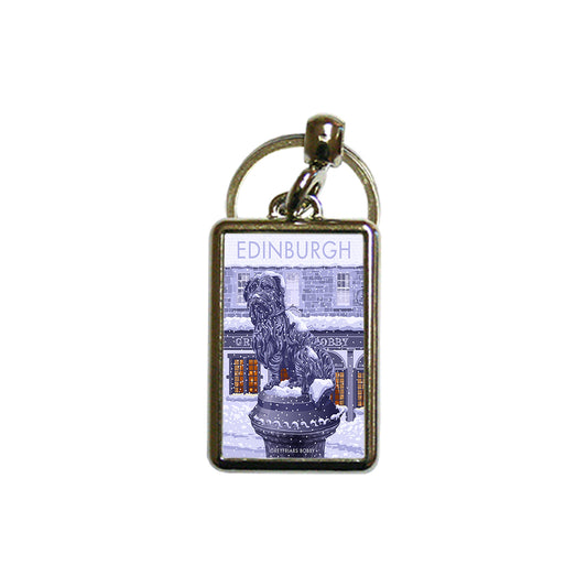 Greyfriars Bobby in Winter Metal Keyring