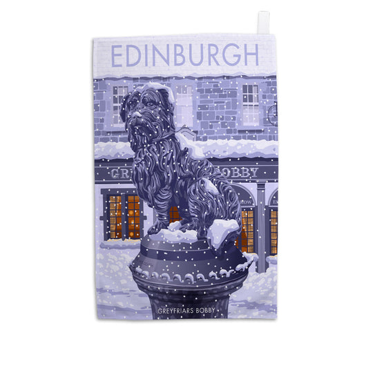 Greyfriars Bobby in Winter Tea Towel