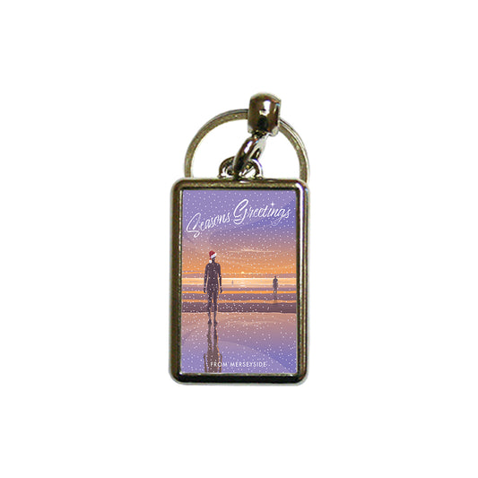 Seasons Greetings from Crosby Beach Metal Keyring