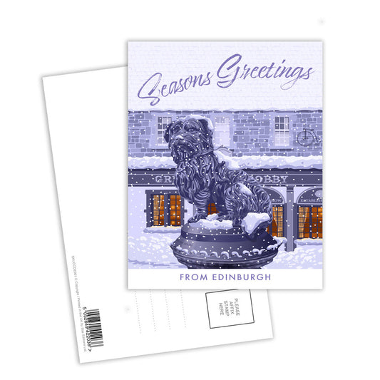 Seasons Greetings from Edinburgh, Greyfriars Bobby Postcard Pack of 8