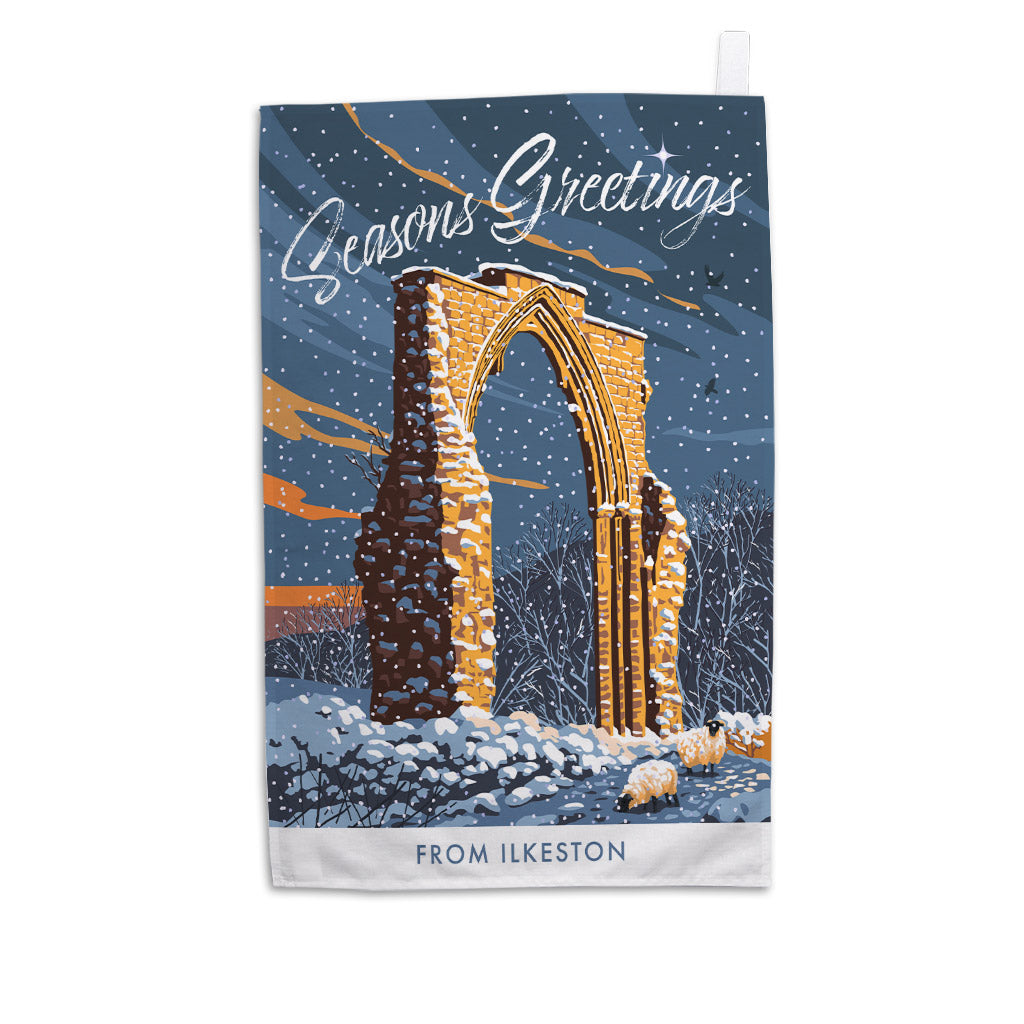 Seasons Greetings from Ilkeston Tea Towel