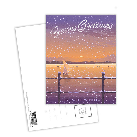 Seasons Greetings from The Wirral Postcard Pack of 8