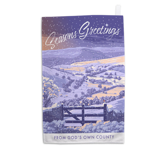 Seasons Greetings from Yorkshire, God's Own County Tea Towel