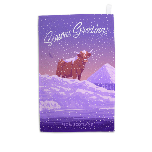 Seasons Greetings from Scotland Tea Towel