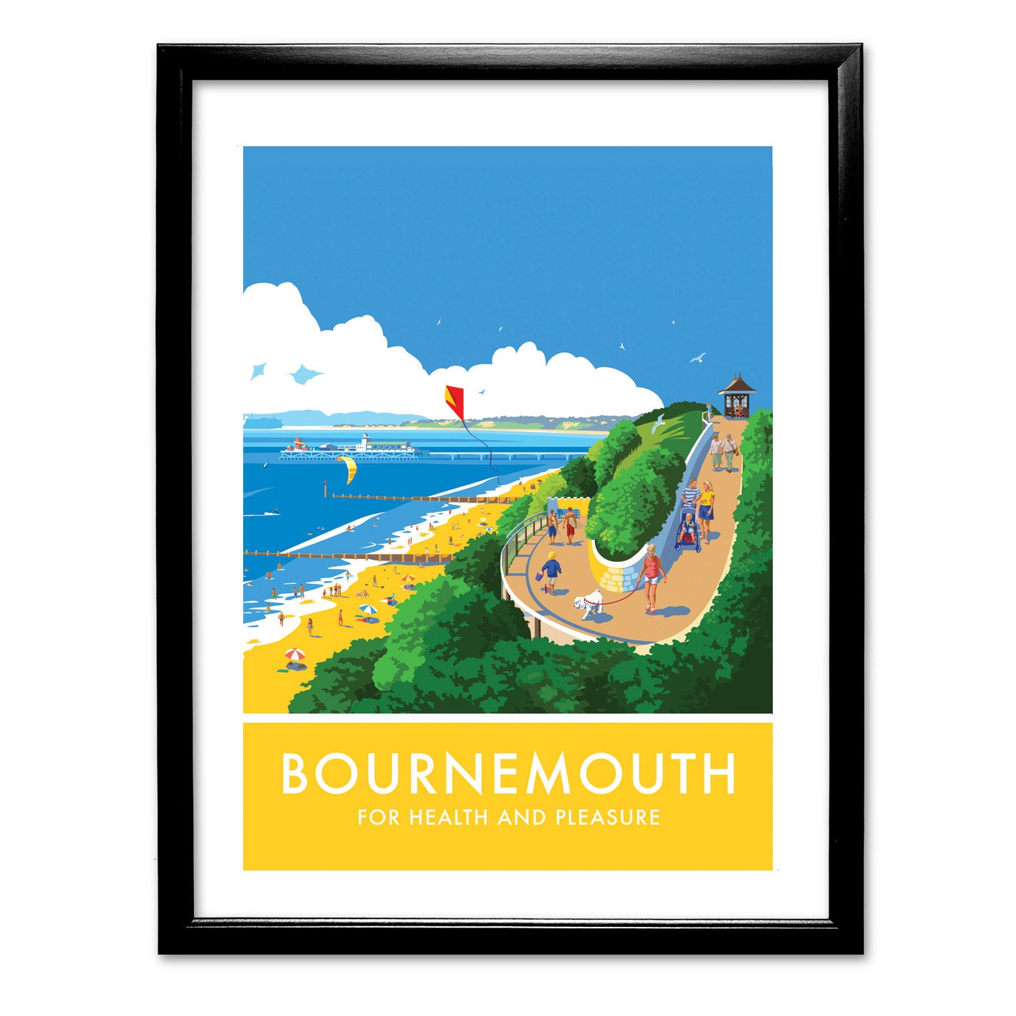 Bournemouth, For Health and Pleasure Art Print