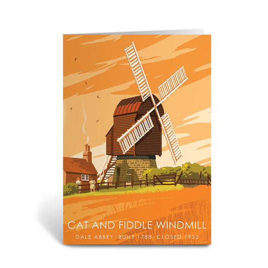 Cat And Fiddle Windmill Greeting Card 7x5