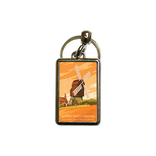 Cat And Fiddle Windmill Metal Keyring