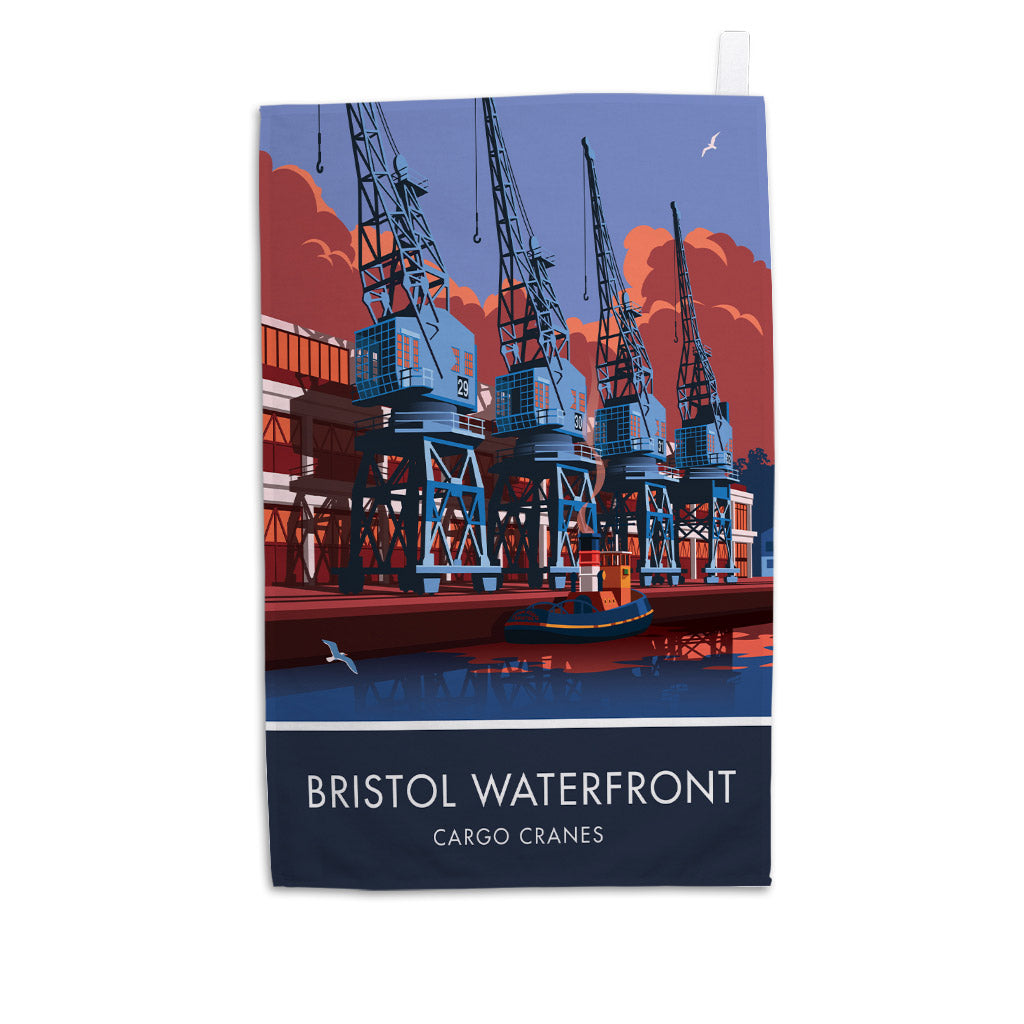 Bristol, Waterfront Cranes Tea Towel