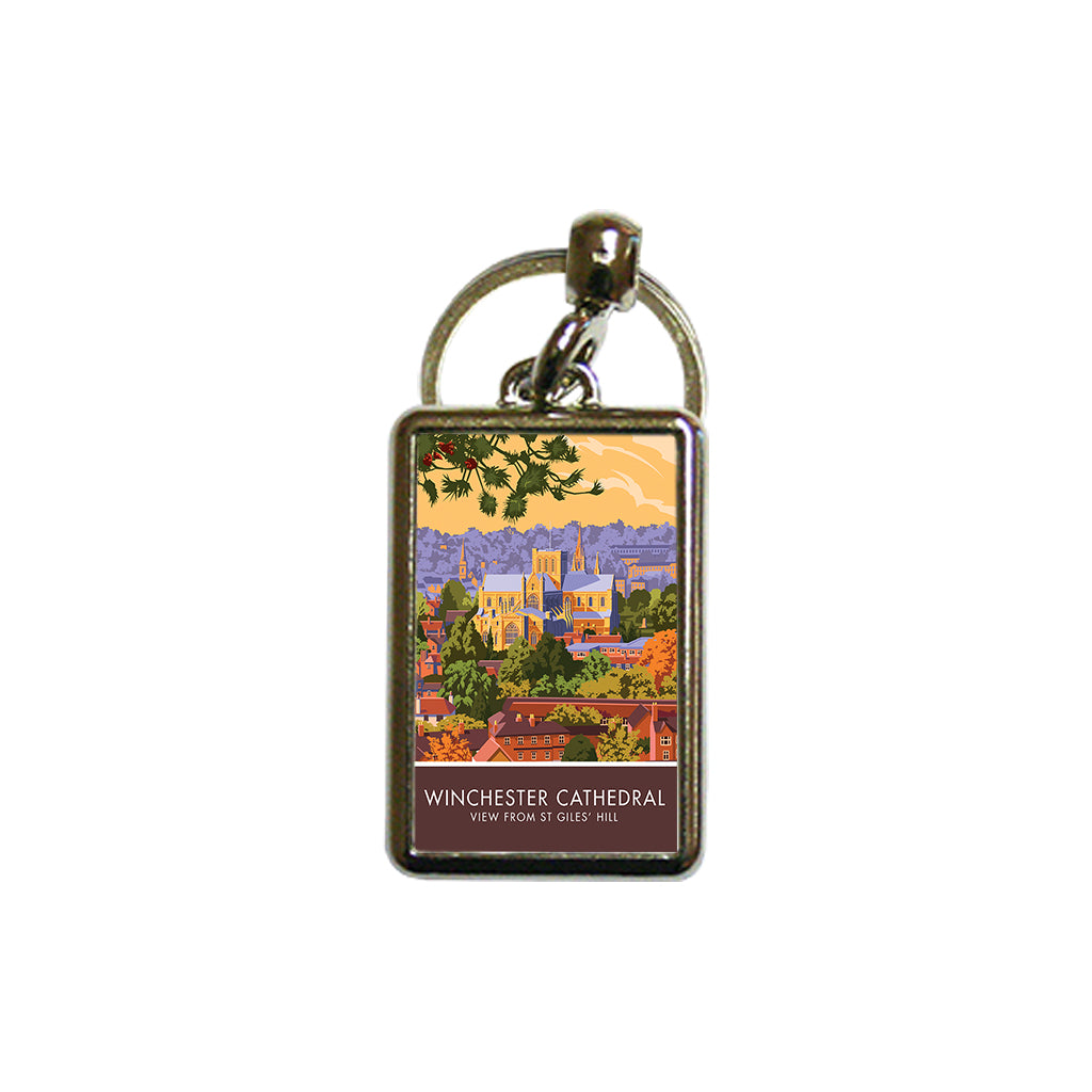 Winchester Cathedral from St Giles' Hill Metal Keyring