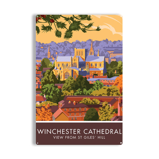 Winchester Cathedral from St Giles' Hill Metal Sign