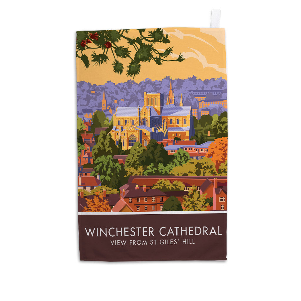 Winchester Cathedral from St Giles' Hill Tea Towel