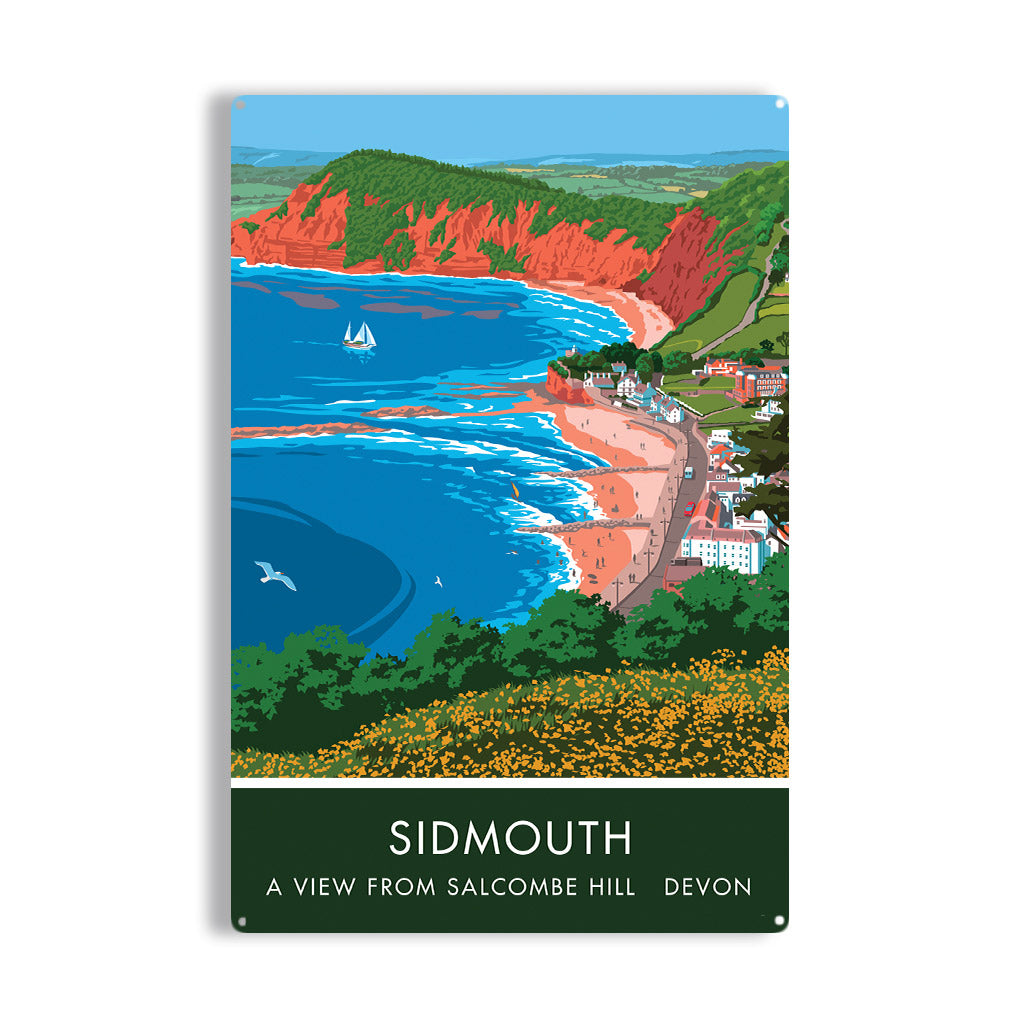 Sidmouth from Salcombe Hill Metal Sign