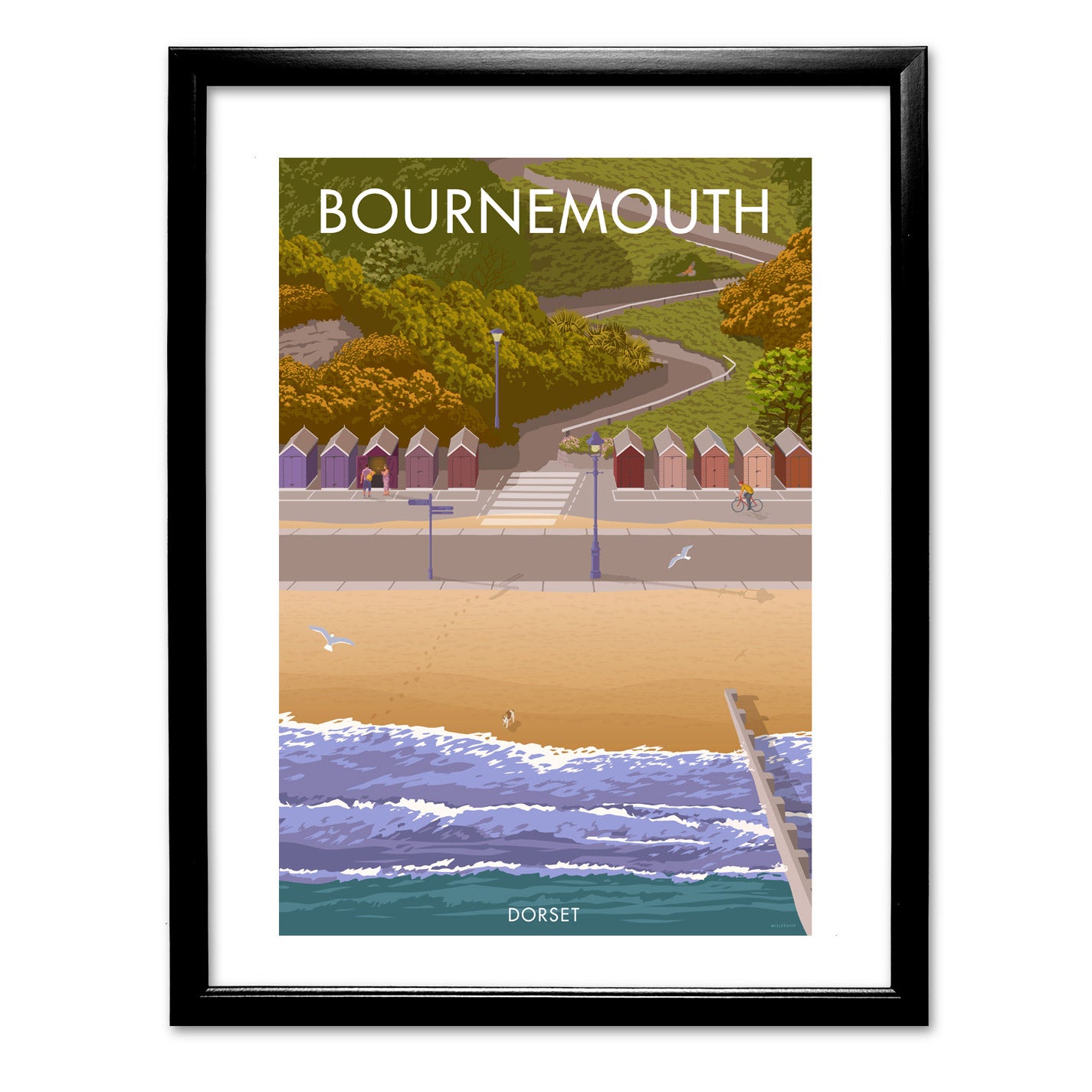 Bournemouth Huts Art Print
