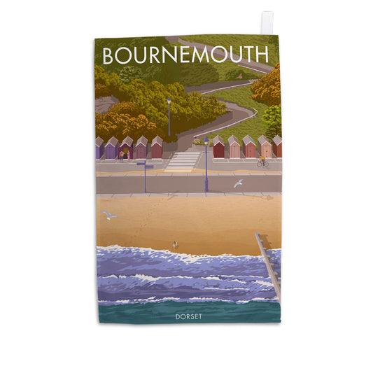 Bournemouth Huts Tea Towel