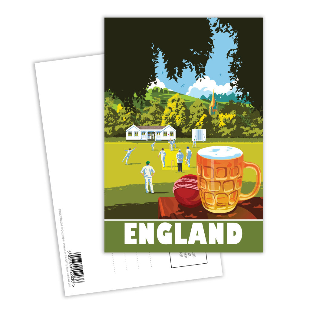 England Village Cricket Postcard Pack of 8