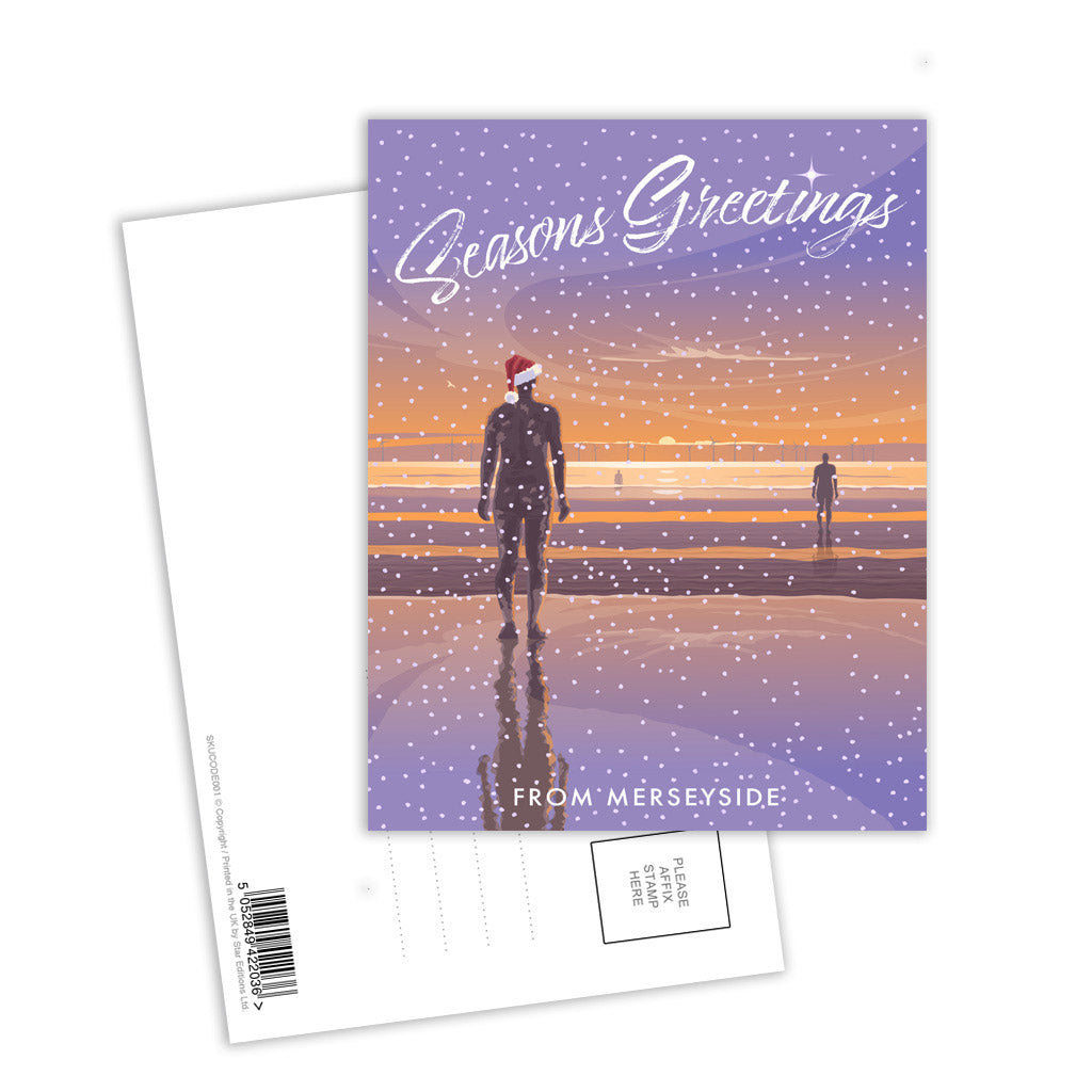 Seasons Greetings from Crosby Beach Postcard Pack of 8