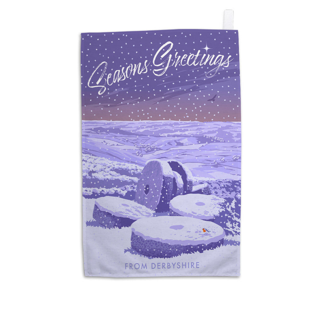 Seasons Greetings from Derbyshire Tea Towel