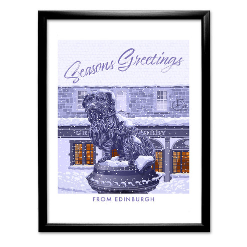 Seasons Greetings from Edinburgh, Greyfriars Bobby Art Print