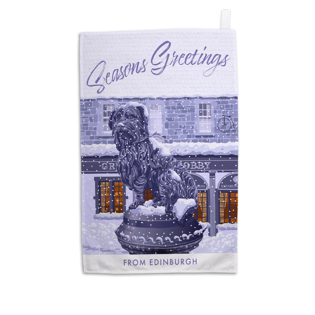 Seasons Greetings from Edinburgh, Greyfriars Bobby Tea Towel