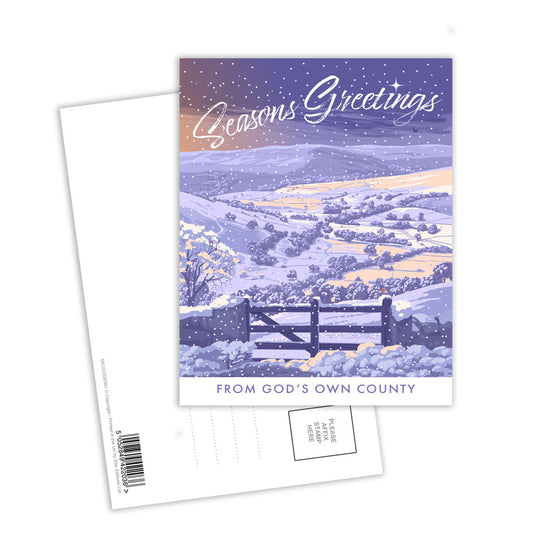 Seasons Greetings from Yorkshire, God's Own County Postcard Pack of 8