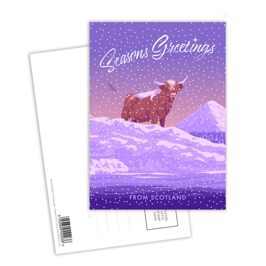 Seasons Greetings from Scotland Postcard Pack of 8