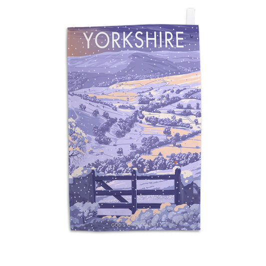 Winter in Yorkshire, God's Own County Tea Towel